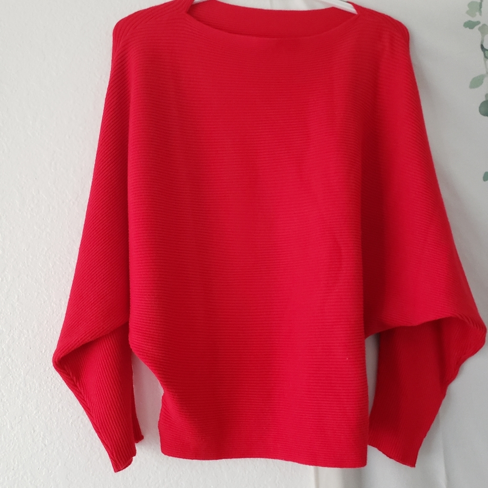 NWOT Red Batwing Sweater - One Size